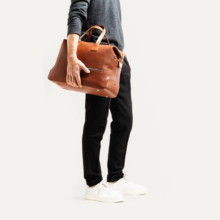 LUNDI PARIS - Sac de voyage WESLEY 48 heures Cuir grainé Cognac - Lothaire