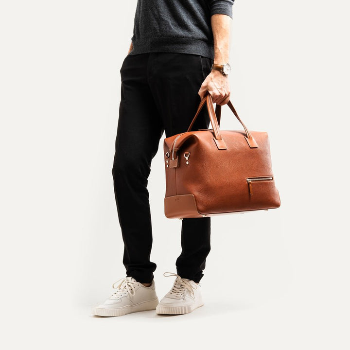 LUNDI PARIS - Sac de voyage WESLEY 48 heures Cuir grainé Cognac - Lothaire