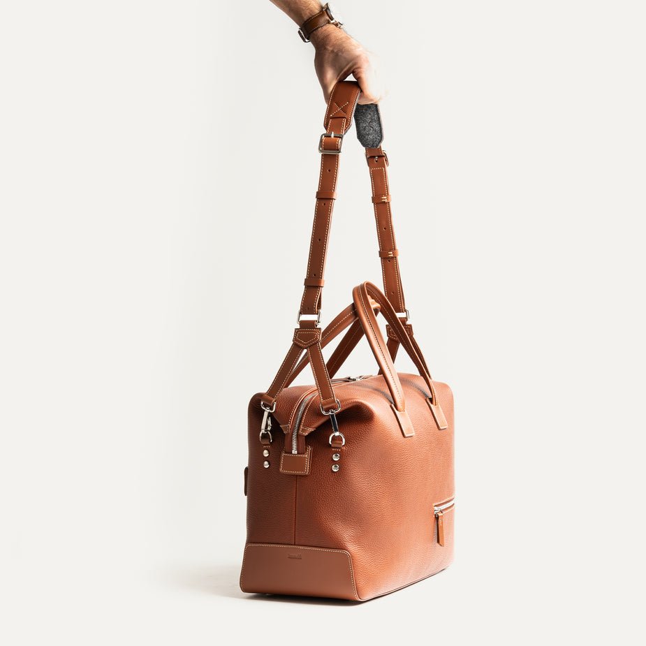 LUNDI PARIS - Sac de voyage WESLEY 48 heures Cuir grainé Cognac - Lothaire
