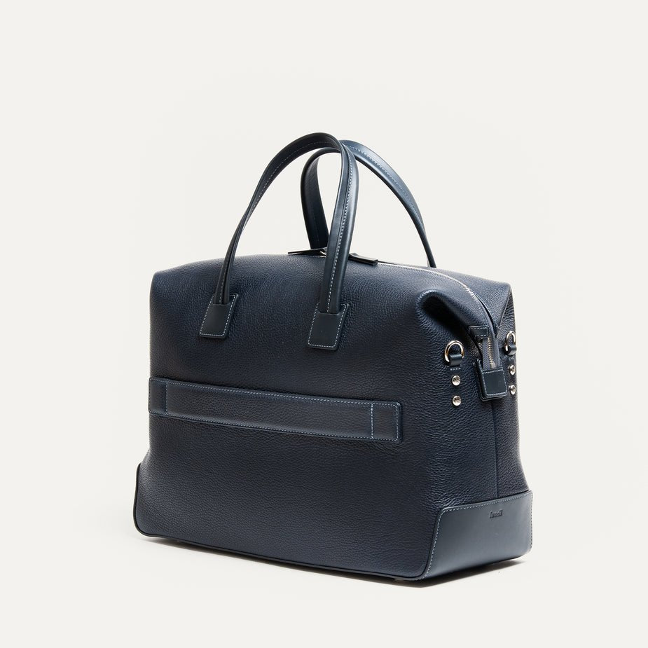 LUNDI PARIS - Sac de voyage WESLEY 48 heures Cuir grainé Marine - Lothaire