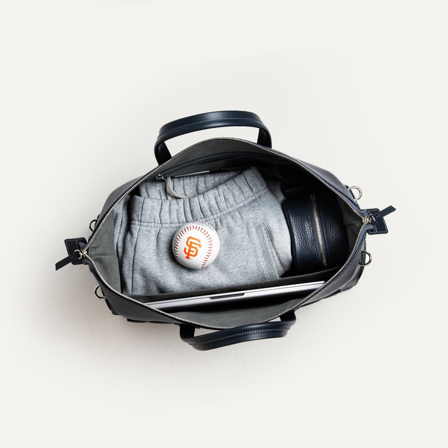 LUNDI PARIS - Sac de voyage WESLEY 48 heures Cuir grainé Marine - Lothaire