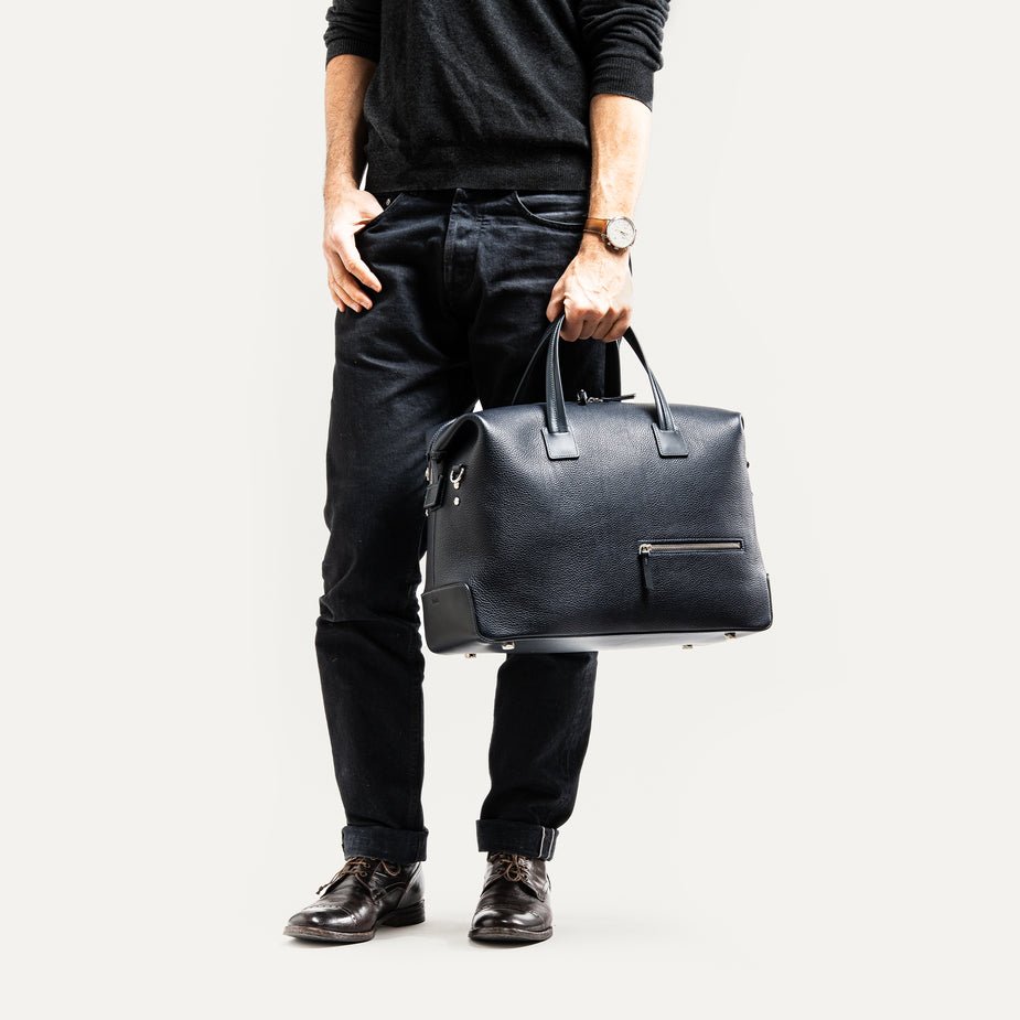 LUNDI PARIS - Sac de voyage WESLEY 48 heures Cuir grainé Marine - Lothaire