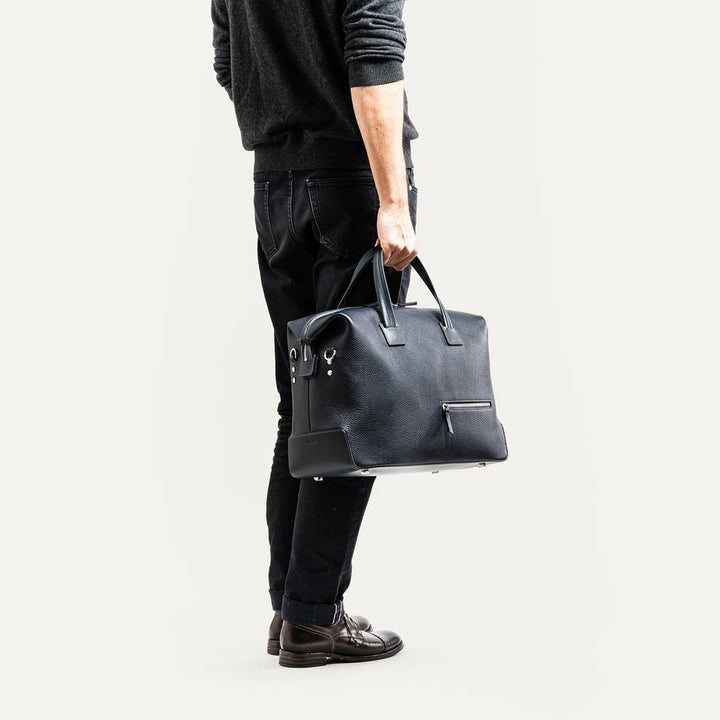 LUNDI PARIS - Sac de voyage WESLEY 48 heures Cuir grainé Marine - Lothaire