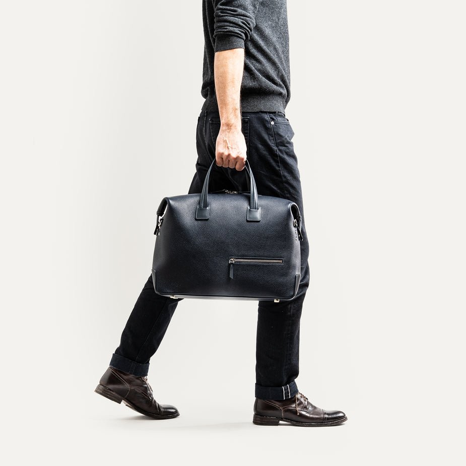 LUNDI PARIS - Sac de voyage WESLEY 48 heures Cuir grainé Marine - Lothaire