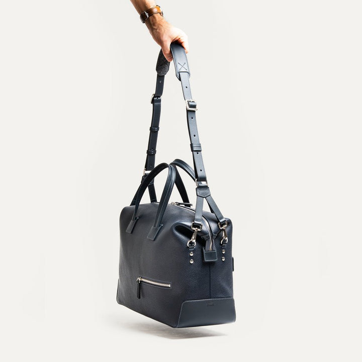 LUNDI PARIS - Sac de voyage WESLEY 48 heures Cuir grainé Marine - Lothaire