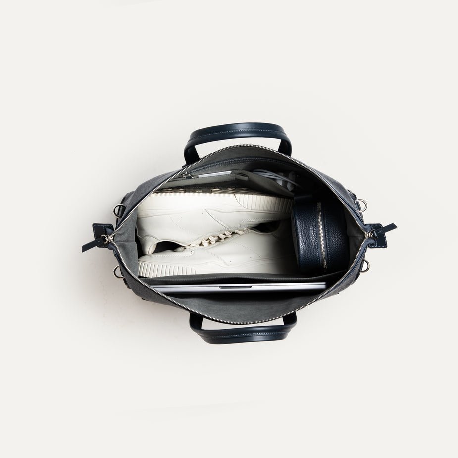 LUNDI PARIS - Sac de voyage WESLEY 48 heures Cuir grainé Marine - Lothaire