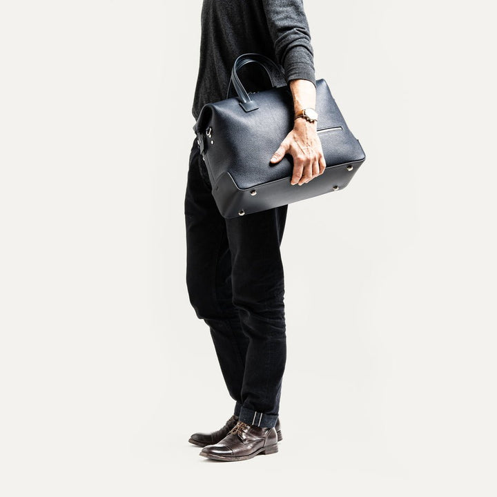 LUNDI PARIS - Sac de voyage WESLEY 48 heures Cuir grainé Marine - Lothaire