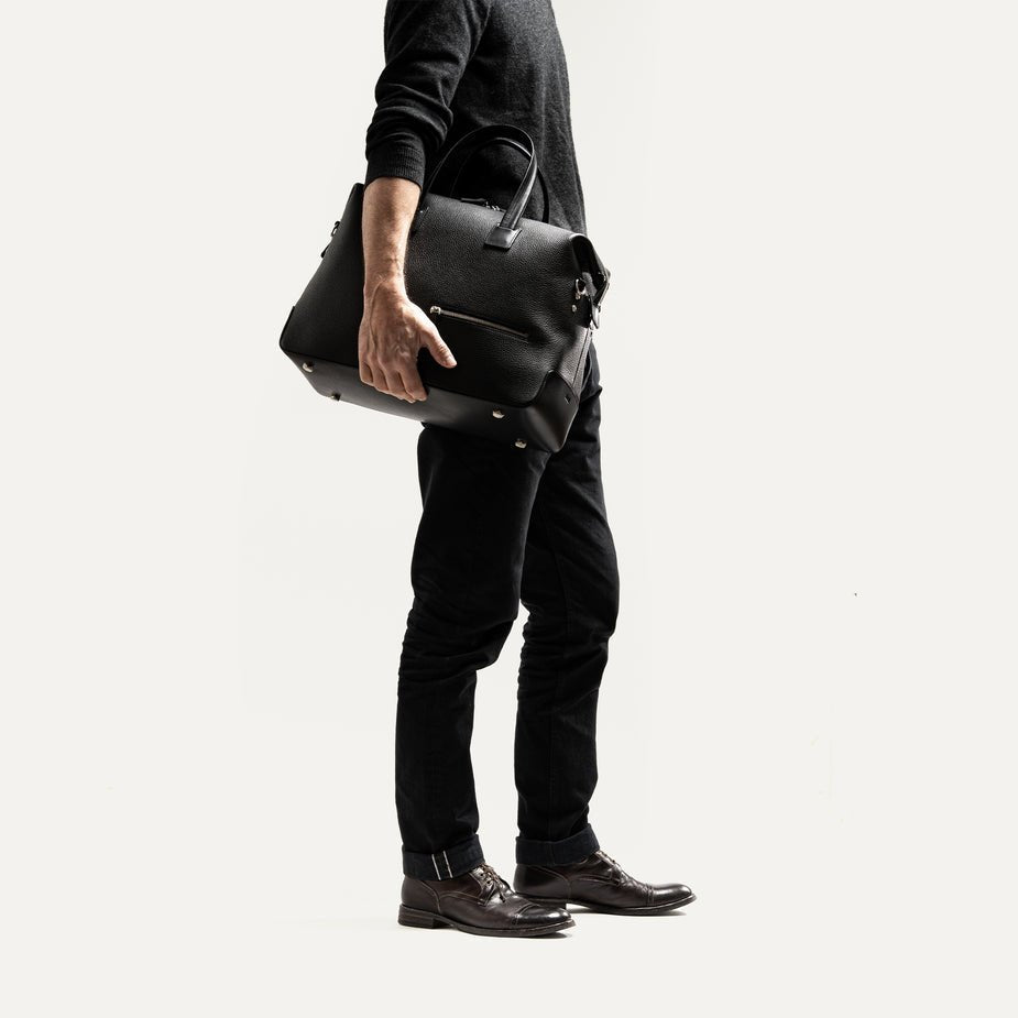 LUNDI PARIS - Sac de voyage WESLEY 48 heures Cuir grainé Noir - Lothaire