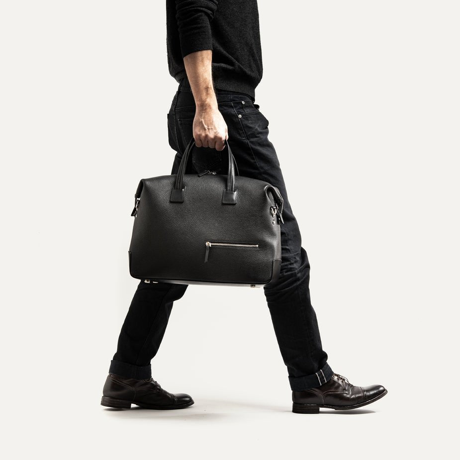 LUNDI PARIS - Sac de voyage WESLEY 48 heures Cuir grainé Noir - Lothaire