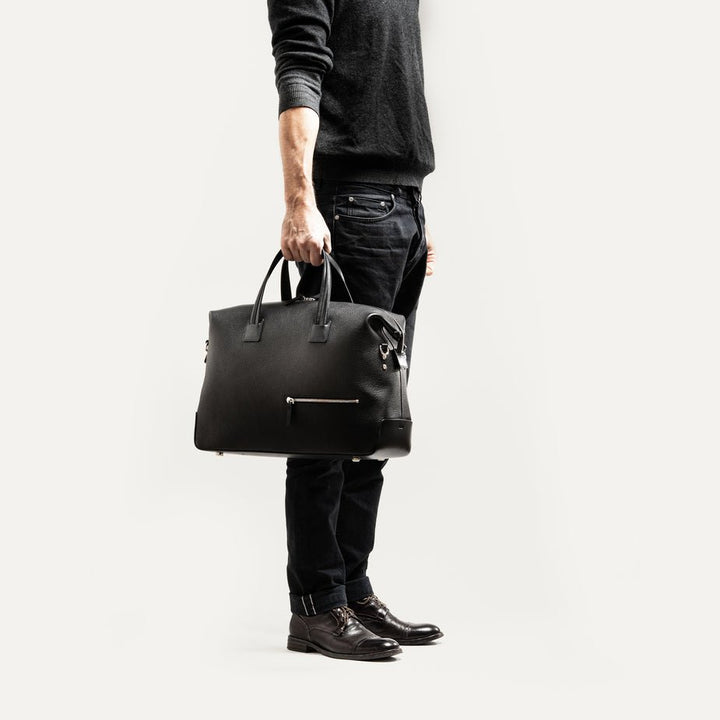 LUNDI PARIS - Sac de voyage WESLEY 48 heures Cuir grainé Noir - Lothaire