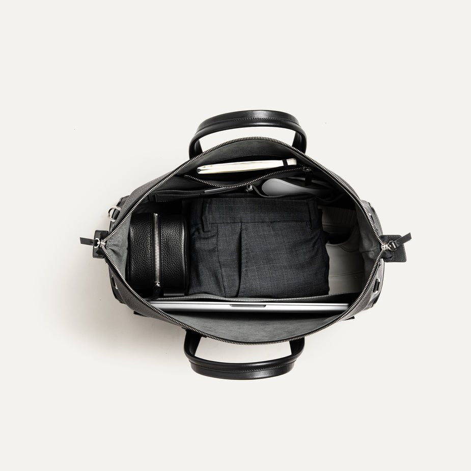 LUNDI PARIS - Sac de voyage WESLEY 48 heures Cuir grainé Noir - Lothaire