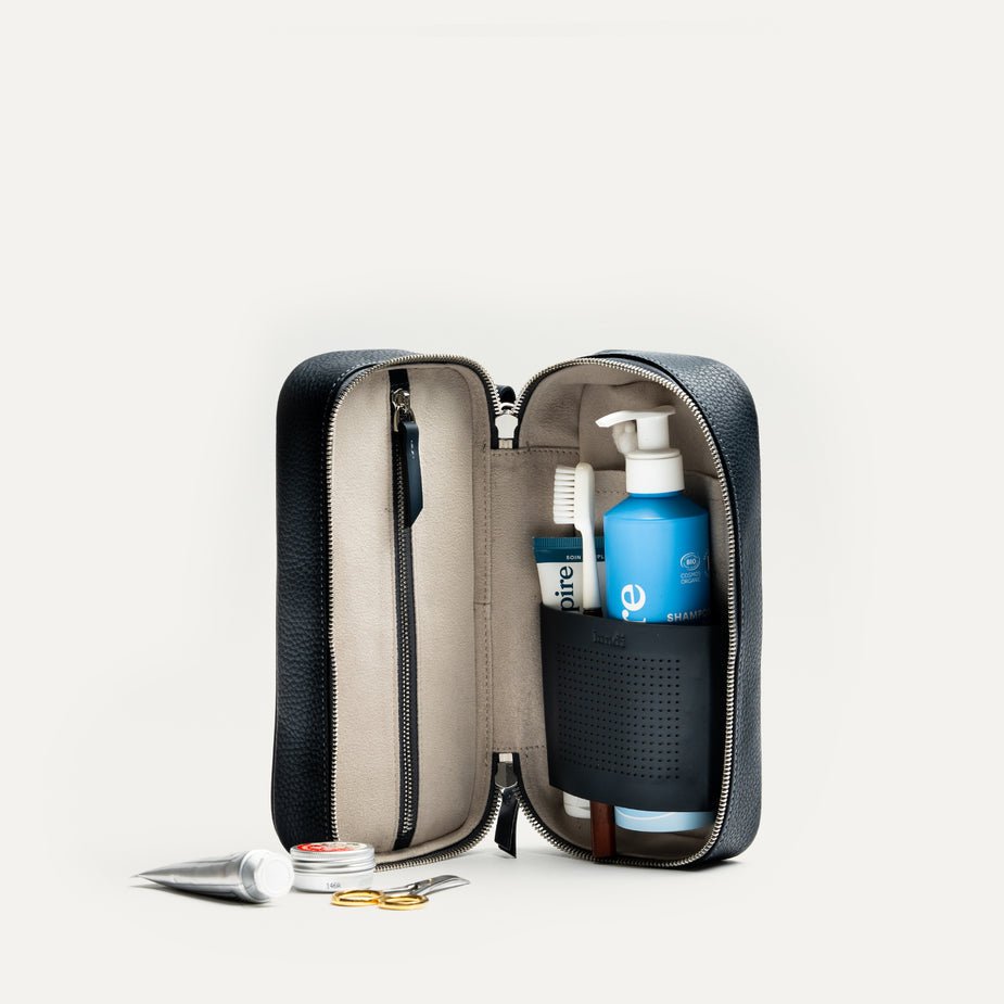 LUNDI PARIS - Trousse de toilette cuir CLARA Marine - Lothaire