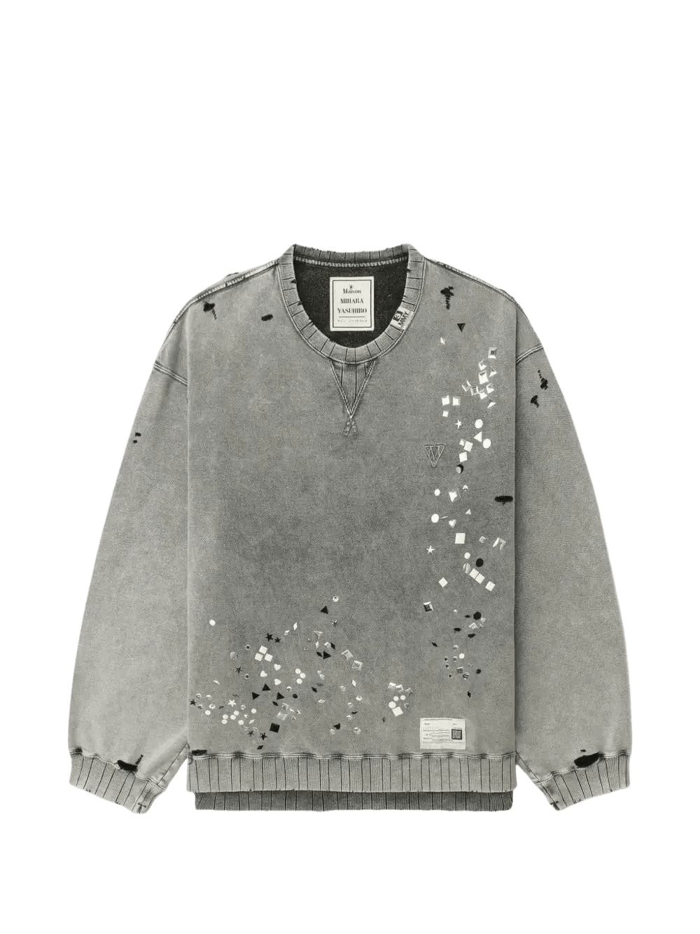 MAISON MIHARA - Sweat à effet usé à ornements gris - Lothaire