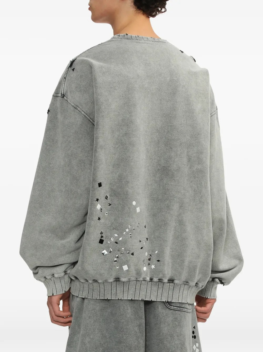 MAISON MIHARA - Sweat à effet usé à ornements gris - Lothaire