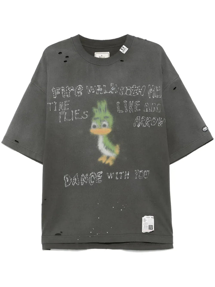 Maison MIHARA YASUHIRO - T-shirt imprimé à effet usé noir - Lothaire