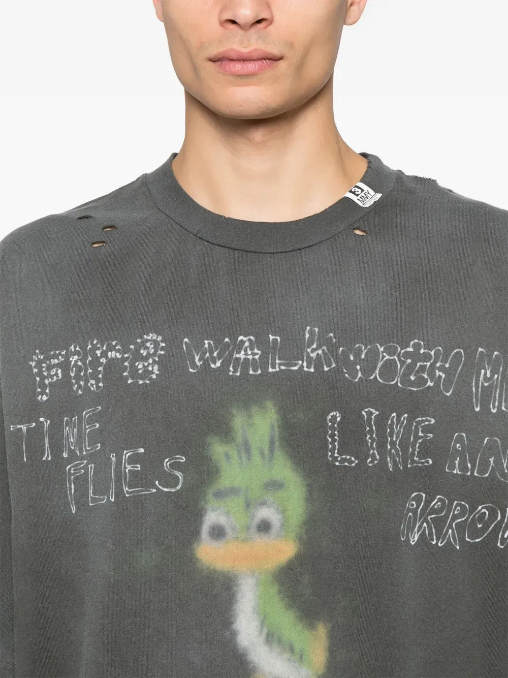 Maison MIHARA YASUHIRO - T-shirt imprimé à effet usé noir - Lothaire