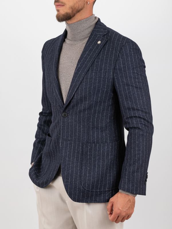 MANUEL RITZ - Veste Slim à Rayures Tennis Bleu - Lothaire