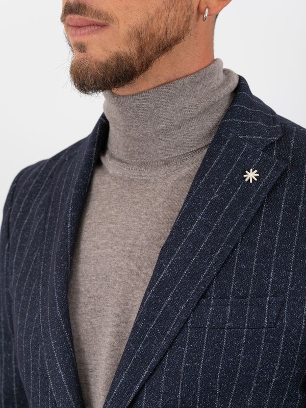 MANUEL RITZ - Veste Slim à Rayures Tennis Bleu - Lothaire