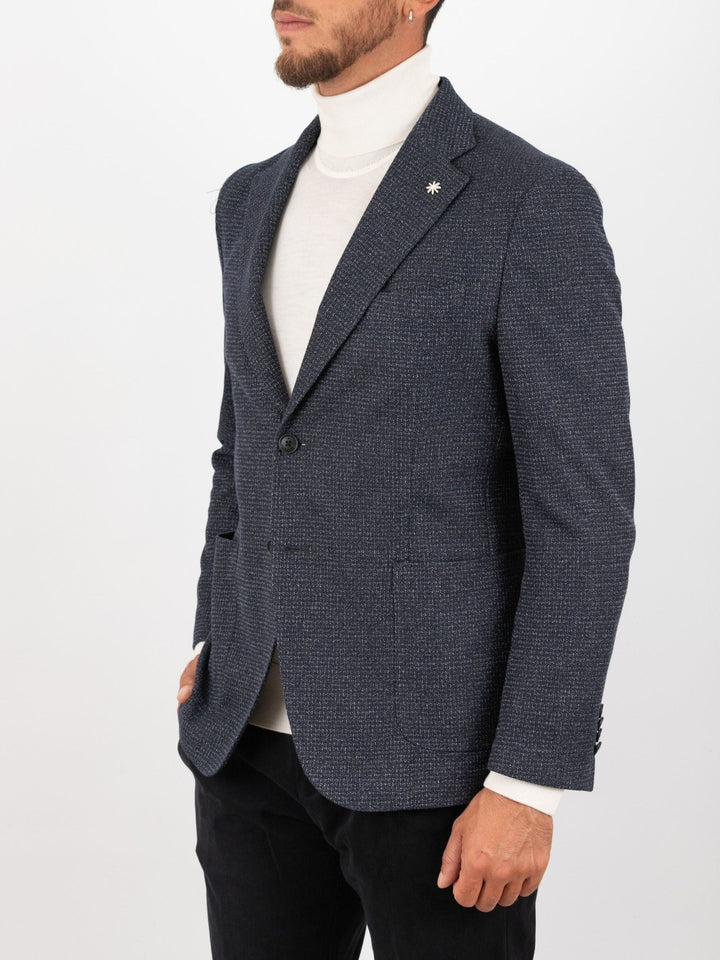 MANUEL RITZ - Veste slim en coton mélangé Bleu - Lothaire