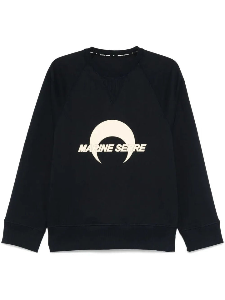 Marine Serre - sweat en polaire à logo imprimé bleu marine - Lothaire