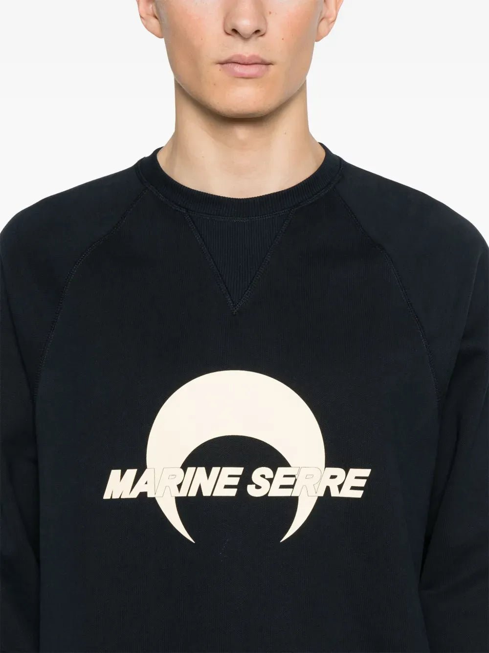 Marine Serre - sweat en polaire à logo imprimé bleu marine - Lothaire