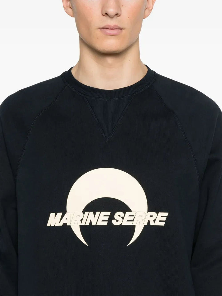 Marine Serre - sweat en polaire à logo imprimé bleu marine - Lothaire