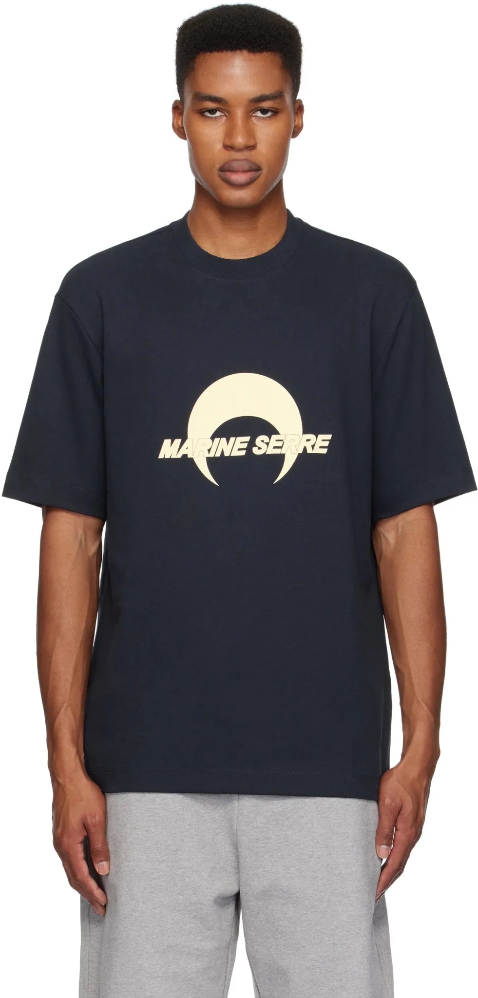 MARINE SERRE - T-shirt Logo bleu Marine - Lothaire