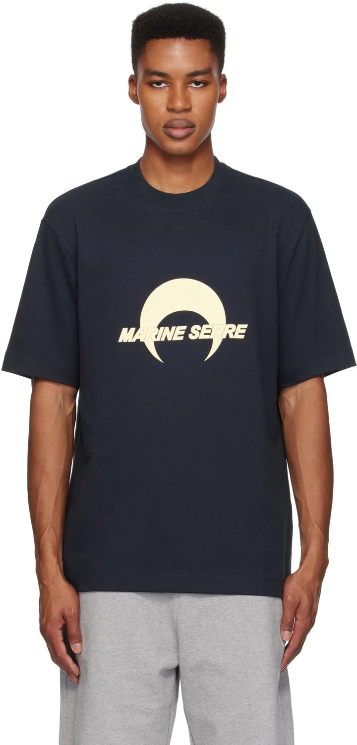 MARINE SERRE - T-shirt Logo bleu Marine - Lothaire