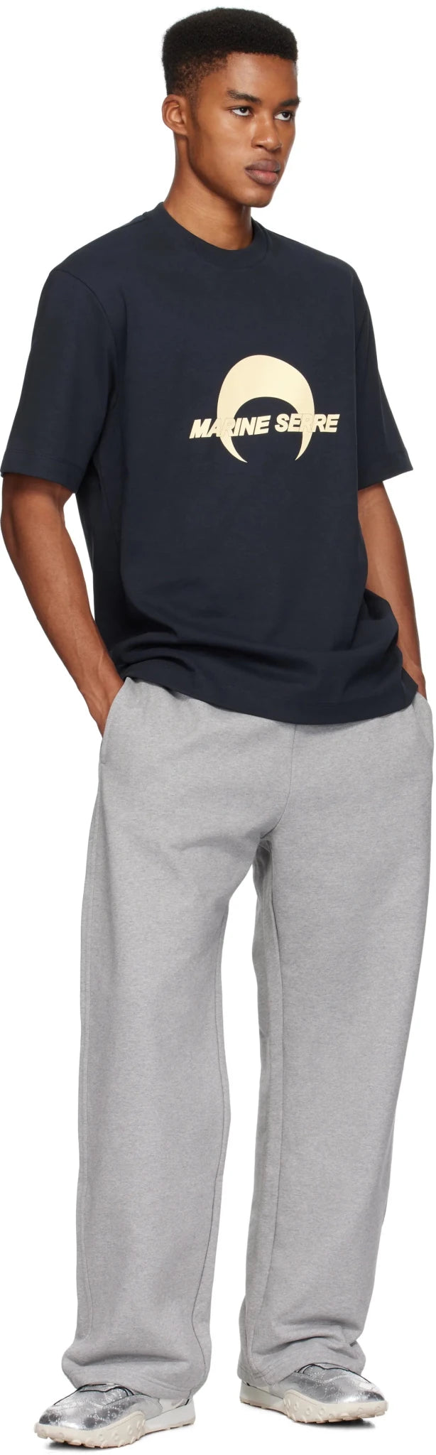 MARINE SERRE - T-shirt Logo bleu Marine - Lothaire