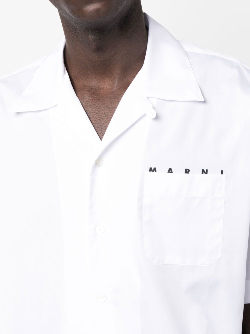 MARNI - chemise en popeline à logo imprimé blanc - Lothaire