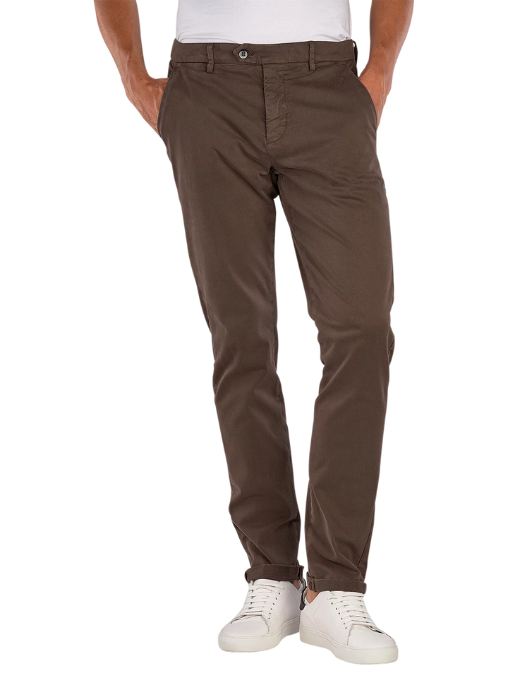 MASON'S - Pantalon chino Torino Flex Slim Marron
