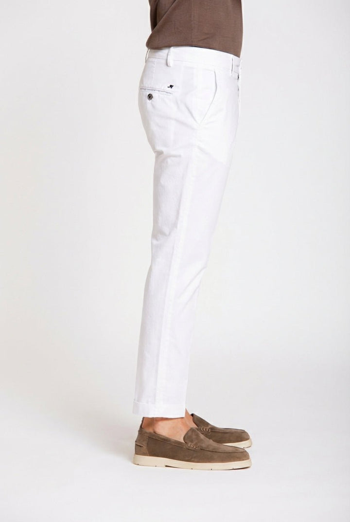MASON'S - Milano pantalon chino en gabardine stretch extra slim fit Blanc stuc - Lothaire