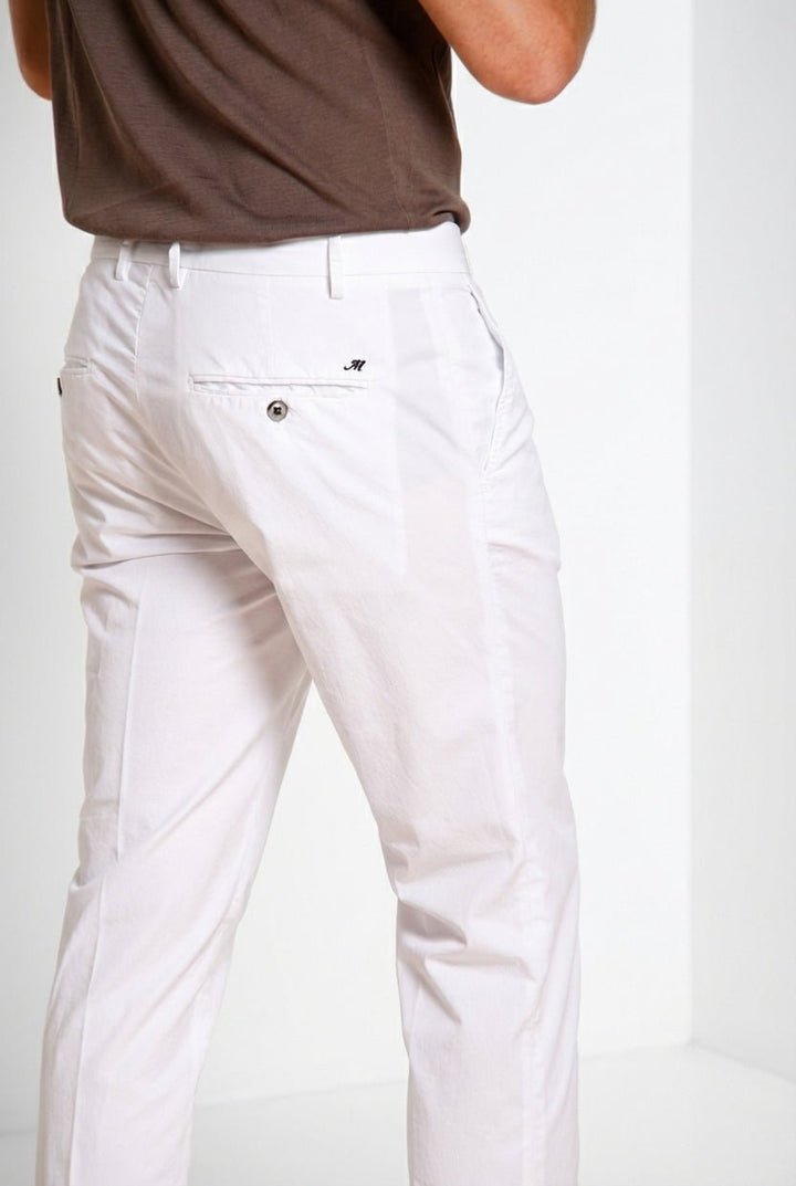 MASON'S - Milano pantalon chino en gabardine stretch extra slim fit Blanc stuc - Lothaire