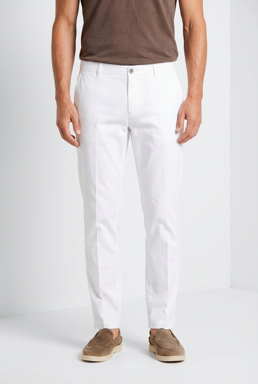 MASON'S - Milano pantalon chino en gabardine stretch extra slim fit Blanc stuc - Lothaire