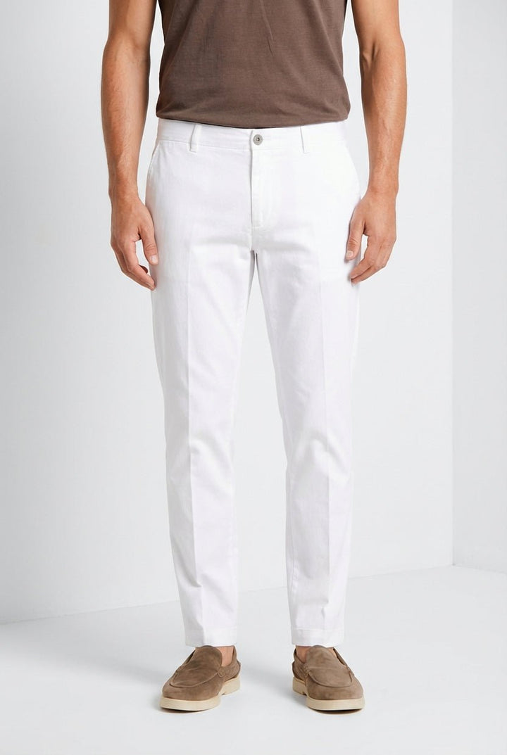 MASON'S - Milano pantalon chino en gabardine stretch extra slim fit Blanc stuc - Lothaire