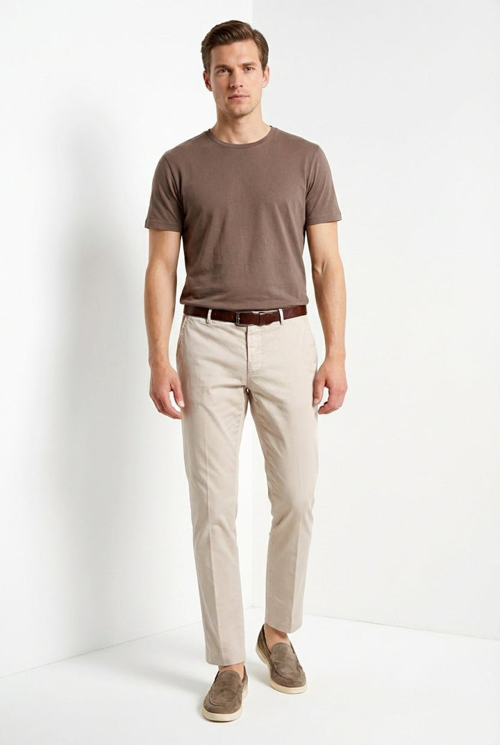 MASON'S - Milano pantalon chino homme en gabardine stretch extra slim fit Beige clair - Lothaire