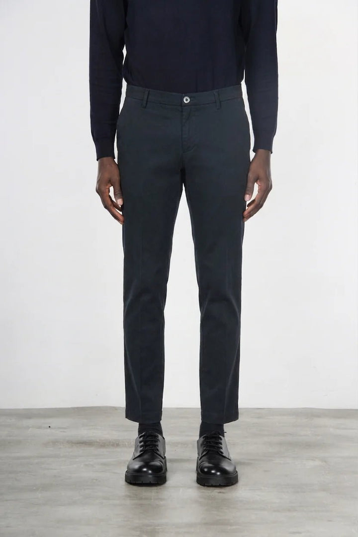 MASON'S - Pantalon Chino Milano Extra Slim en Gabardine Stretch Gris Anthracite - Lothaire