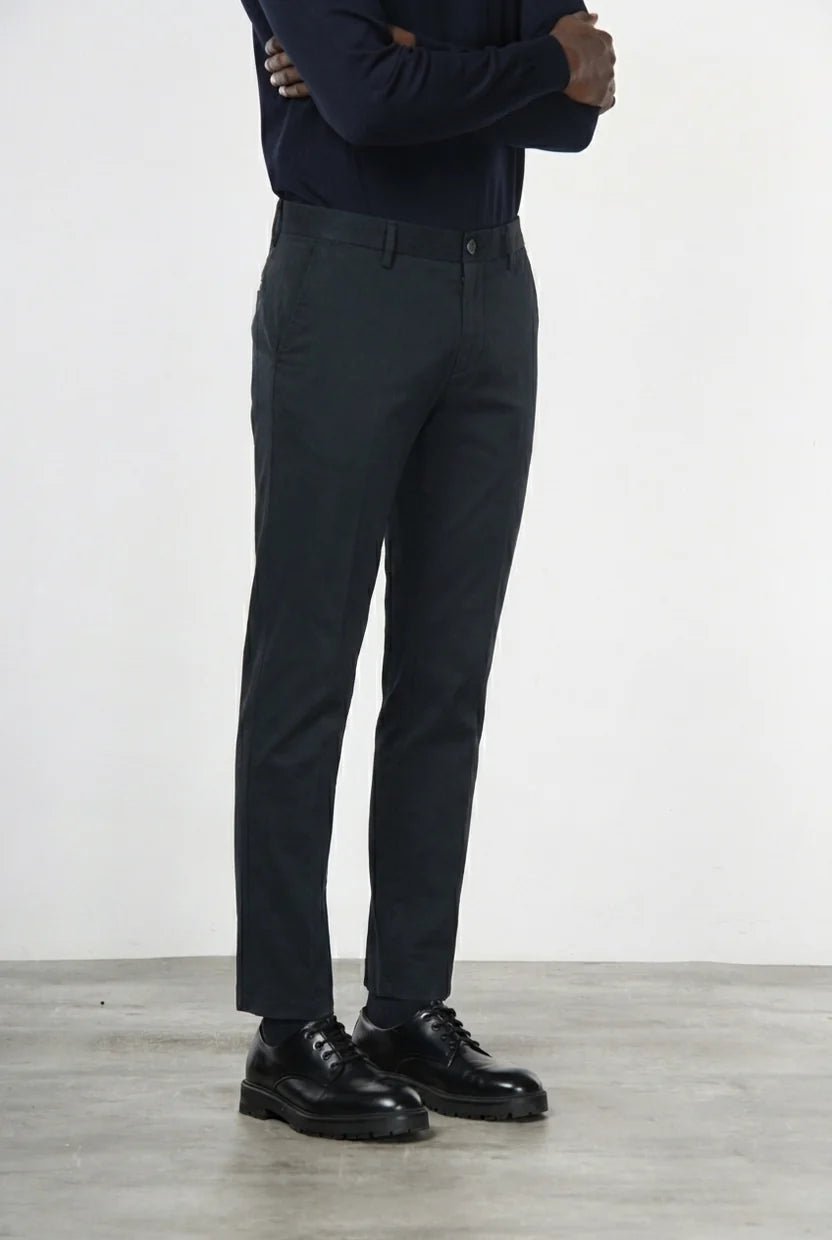 MASON'S - Pantalon Chino Milano Extra Slim en Gabardine Stretch Gris Anthracite - Lothaire