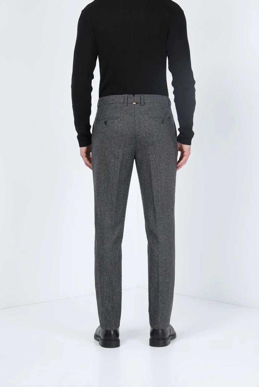 MASON'S - Pantalon Chino Paris à Rayures Fines en Jersey Flanelle Gris Anthracite - Lothaire