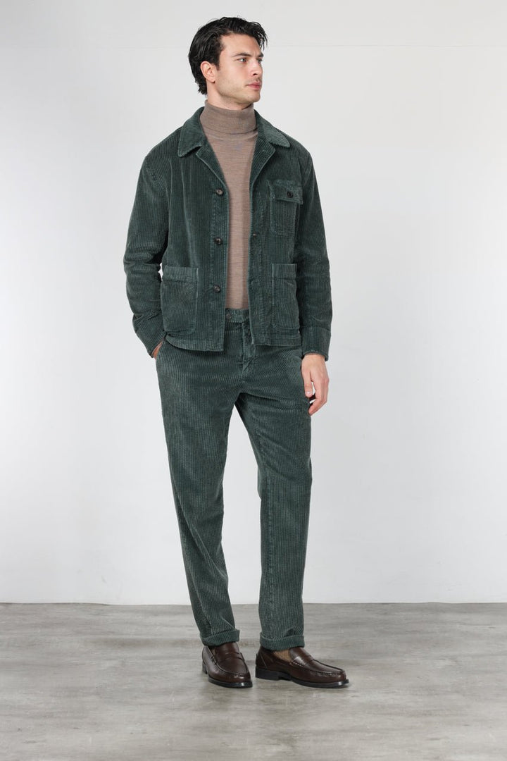 MASON'S - Pantalon chino Paris en velours côtelé Vert foncé - Lothaire