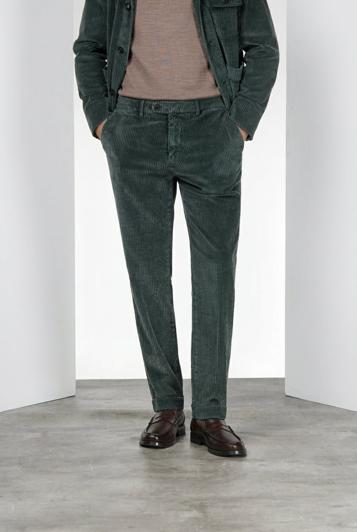 MASON'S - Pantalon chino Paris en velours côtelé Vert foncé - Lothaire