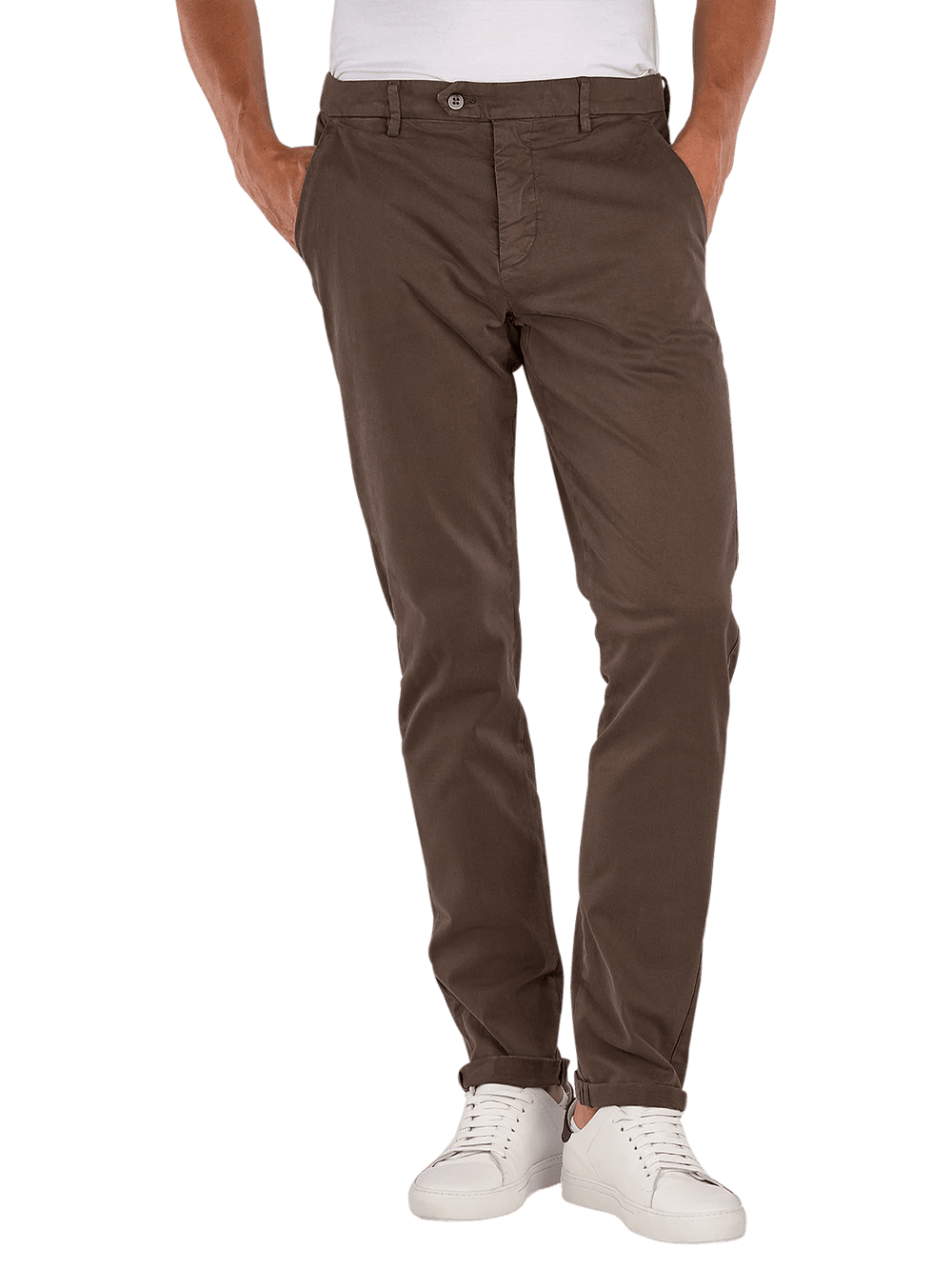 MASON'S - Pantalon chino Torino Flex Slim Marron - Lothaire
