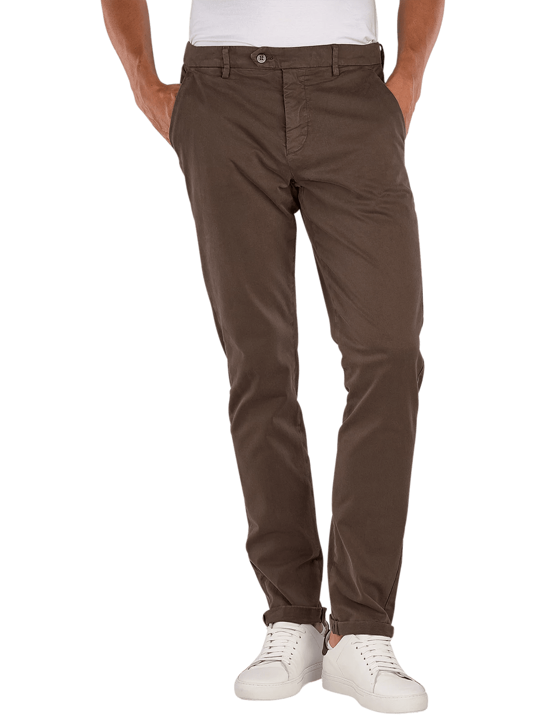 MASON'S - Pantalon chino Torino Flex Slim Marron - Lothaire