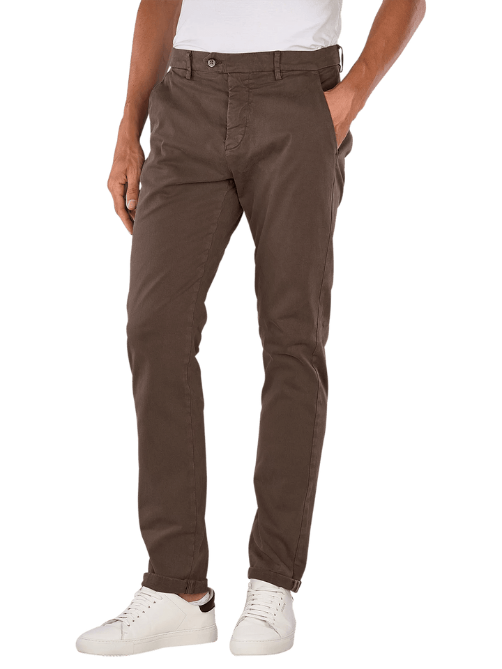 MASON'S - Pantalon chino Torino Flex Slim Marron - Lothaire