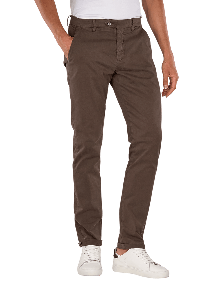 MASON'S - Pantalon chino Torino Flex Slim Marron - Lothaire