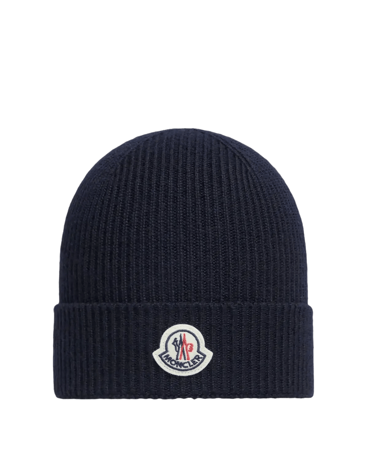 MONCLER - Bonnet en laine bleu marine - Lothaire