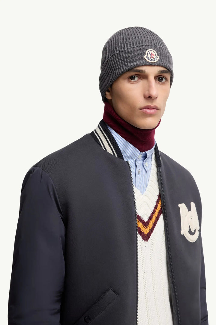 MONCLER - Bonnet en laine gris charcoal - Lothaire
