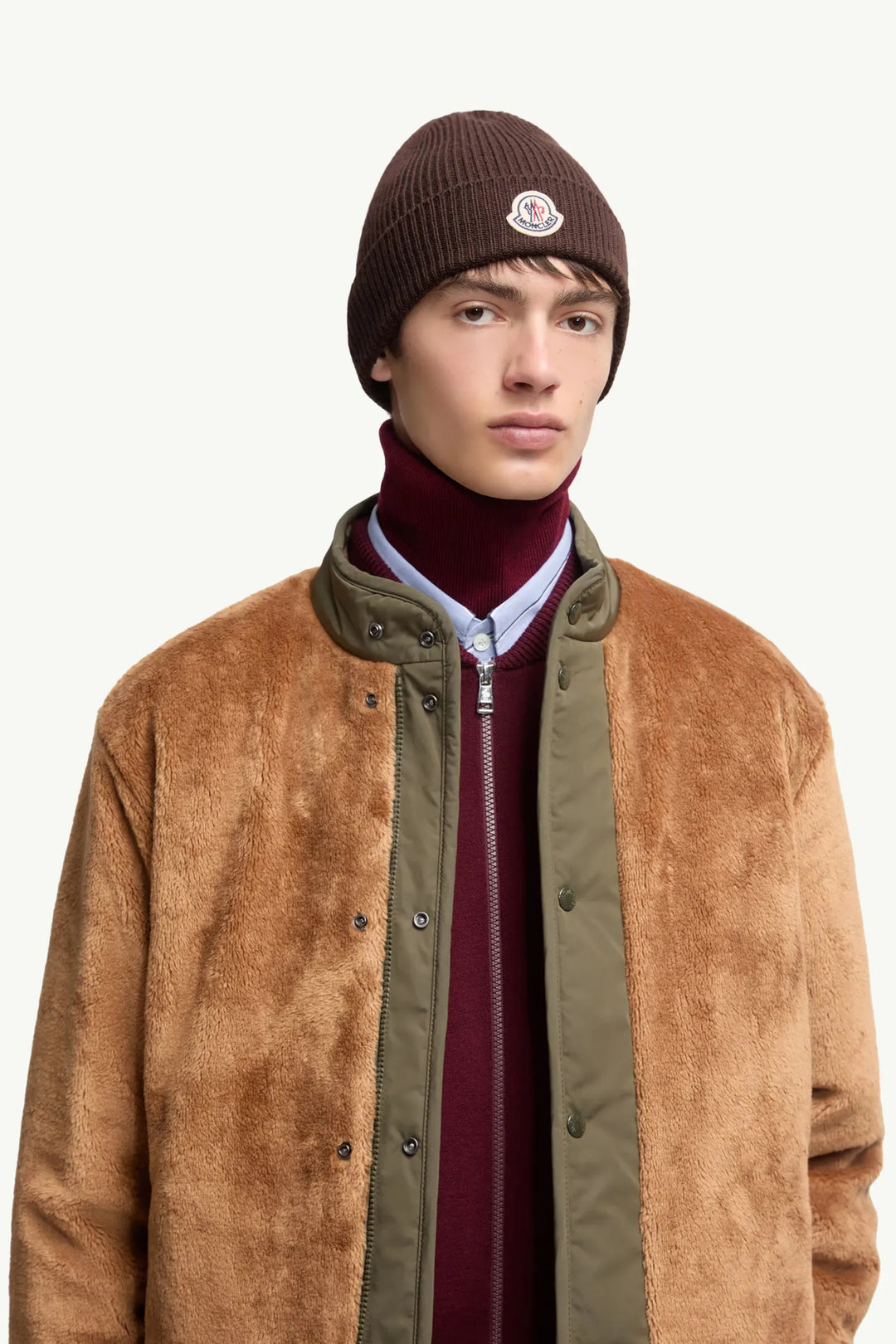 MONCLER - Bonnet en laine marron - Lothaire