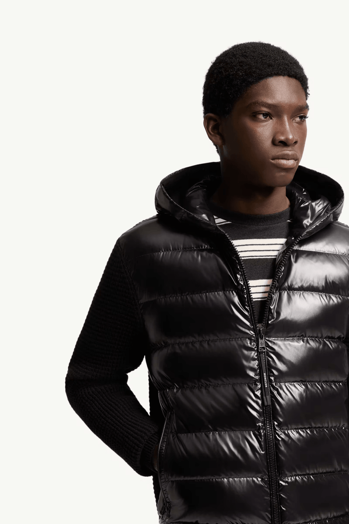 MONCLER - Cardigan matelassé zippé en laine et cachemire Noir - Lothaire