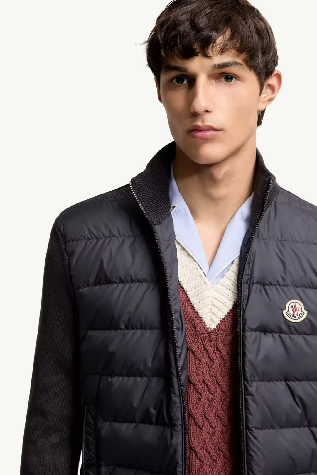 MONCLER - Cardigan zippé en coton matelassé Dark Blue - Lothaire